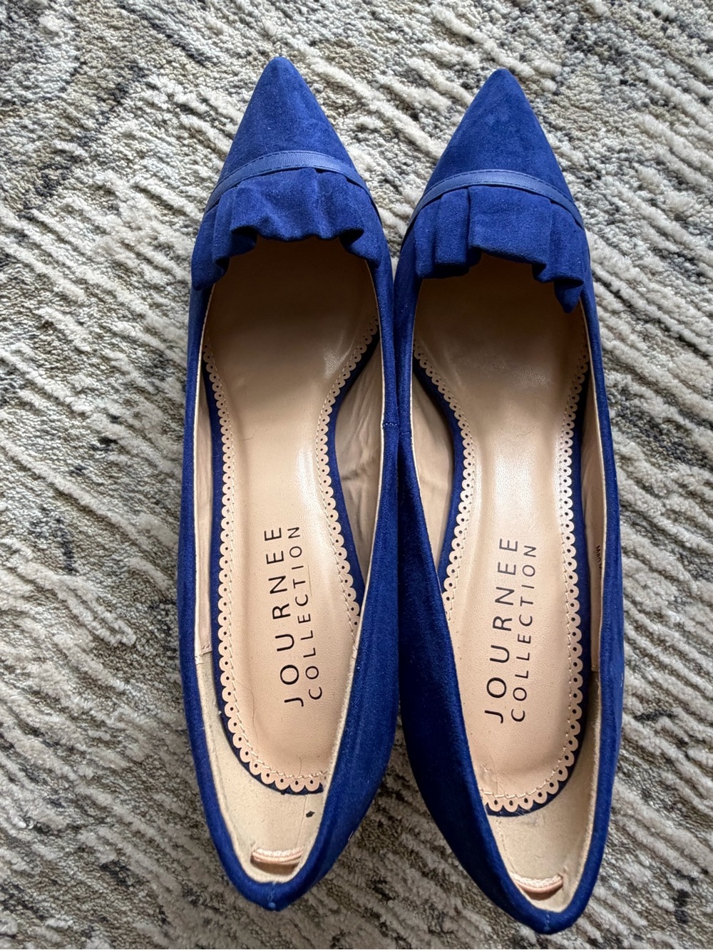Journee Collection Blue Pointed-Toe Ruffle Flats